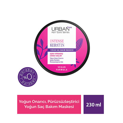 Urban Care Intense Keratin Hair Care Mask - Intensive Repair for Damaged Hair, Vegan &amp; Paraben-Free