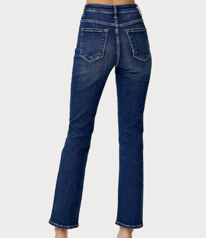 Mandie Curvy Mid Rise Ankle Straight Slim Jeans