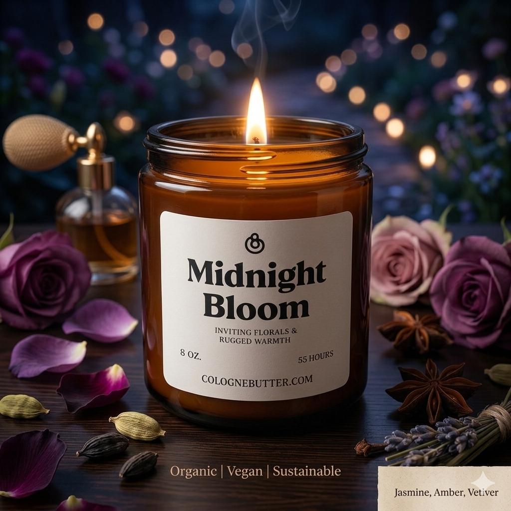 Midnight Bloom - The Luxury Floral Scented Candle for Home Decor, Relaxation &amp; Romantic Atmosphere | Cologne Butter