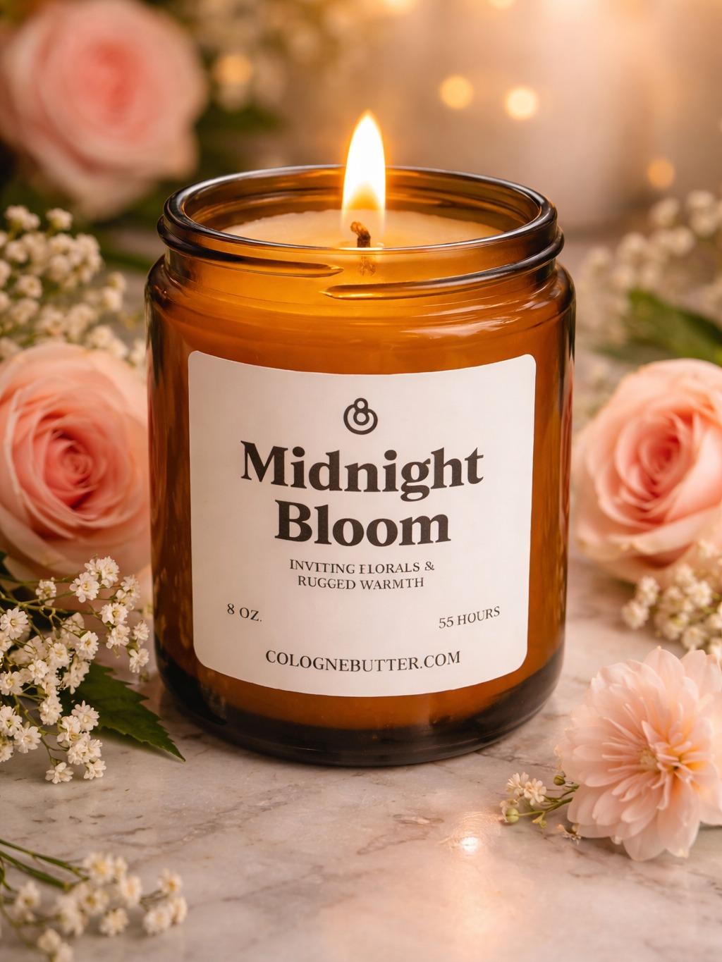 Midnight Bloom - The Luxury Floral Scented Candle for Home Decor, Relaxation &amp; Romantic Atmosphere | Cologne Butter