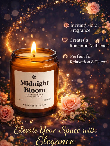 Midnight Bloom - The Luxury Floral Scented Candle for Home Decor, Relaxation &amp; Romantic Atmosphere | Cologne Butter