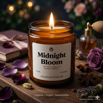 Midnight Bloom - The Luxury Floral Scented Candle for Home Decor, Relaxation &amp; Romantic Atmosphere | Cologne Butter