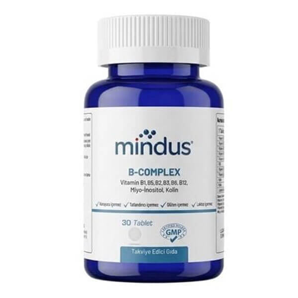 Mindus B Complex Daily Vitamin Support - 30 Tablets