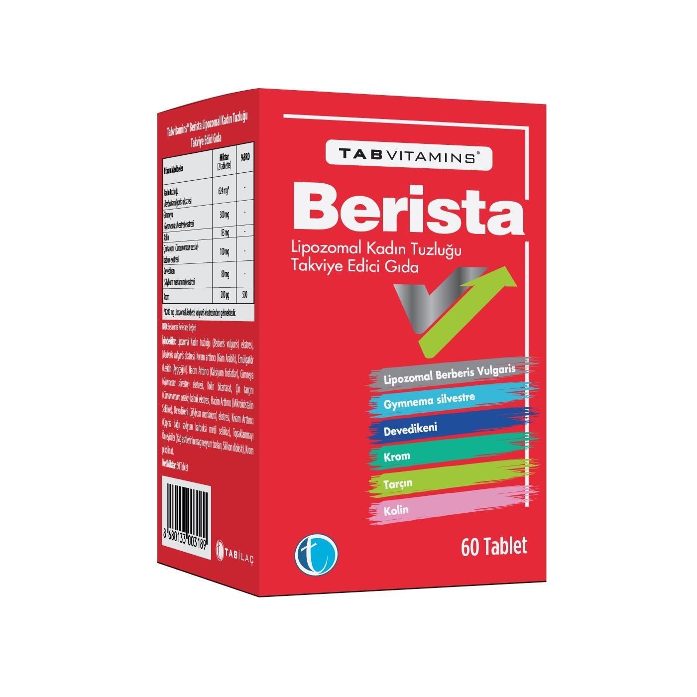 Tabvitamins Berista: Liposomal Berberine &amp; Herbal Dietary Supplement Tablets
