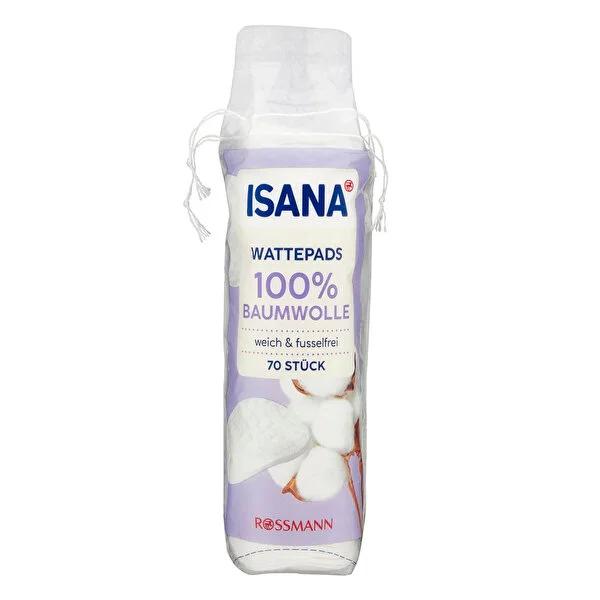 Isana 100% Cotton Pads for Makeup Removal &amp; Daily Skincare - Round Shape, Gentle &amp; Absorbent, Pack of 70