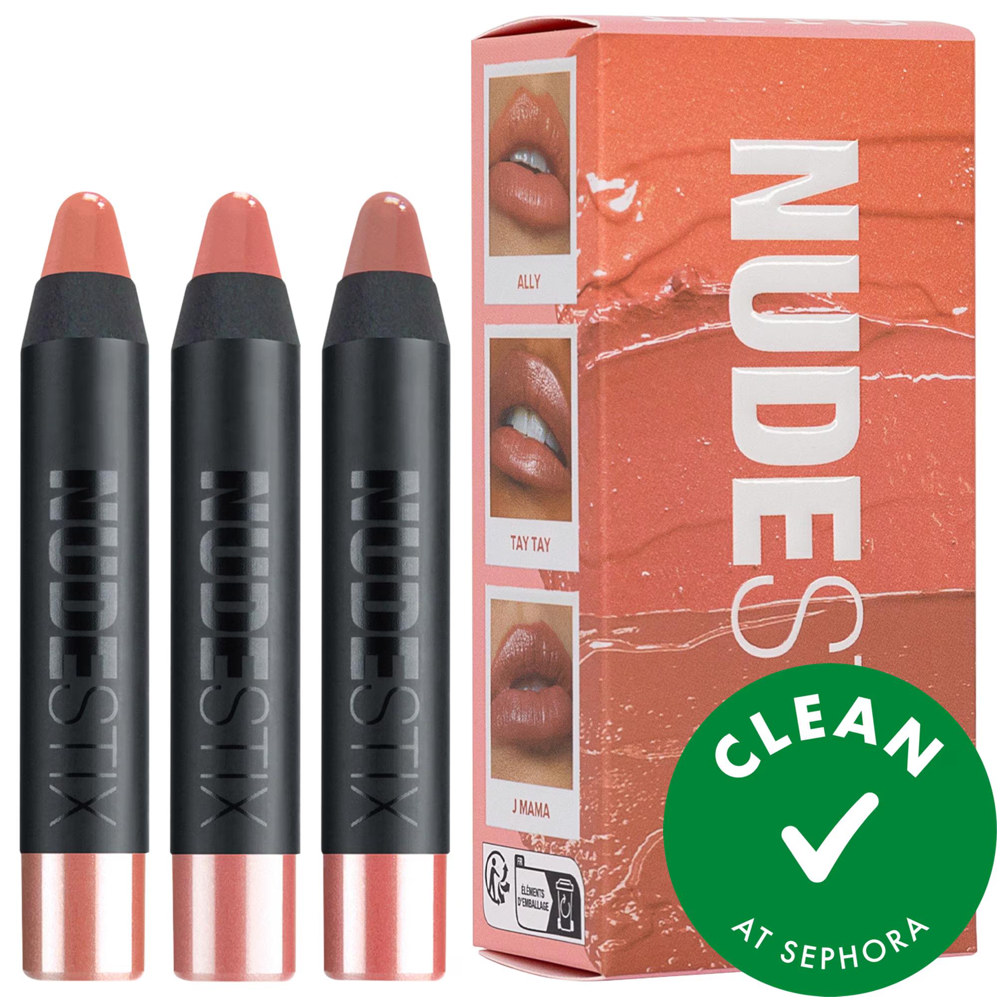 NUDESTIX Mini Nude Natural Lips Kit - Limited Edition Lip &amp; Cheek Color Balms, Vegan, Cruelty-Free, Gluten-Free
