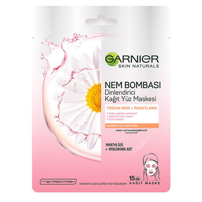 Garnier Chamomile Sheet Mask - Hydrating, Soothing &amp; Relaxing Face Mask for Sensitive Skin