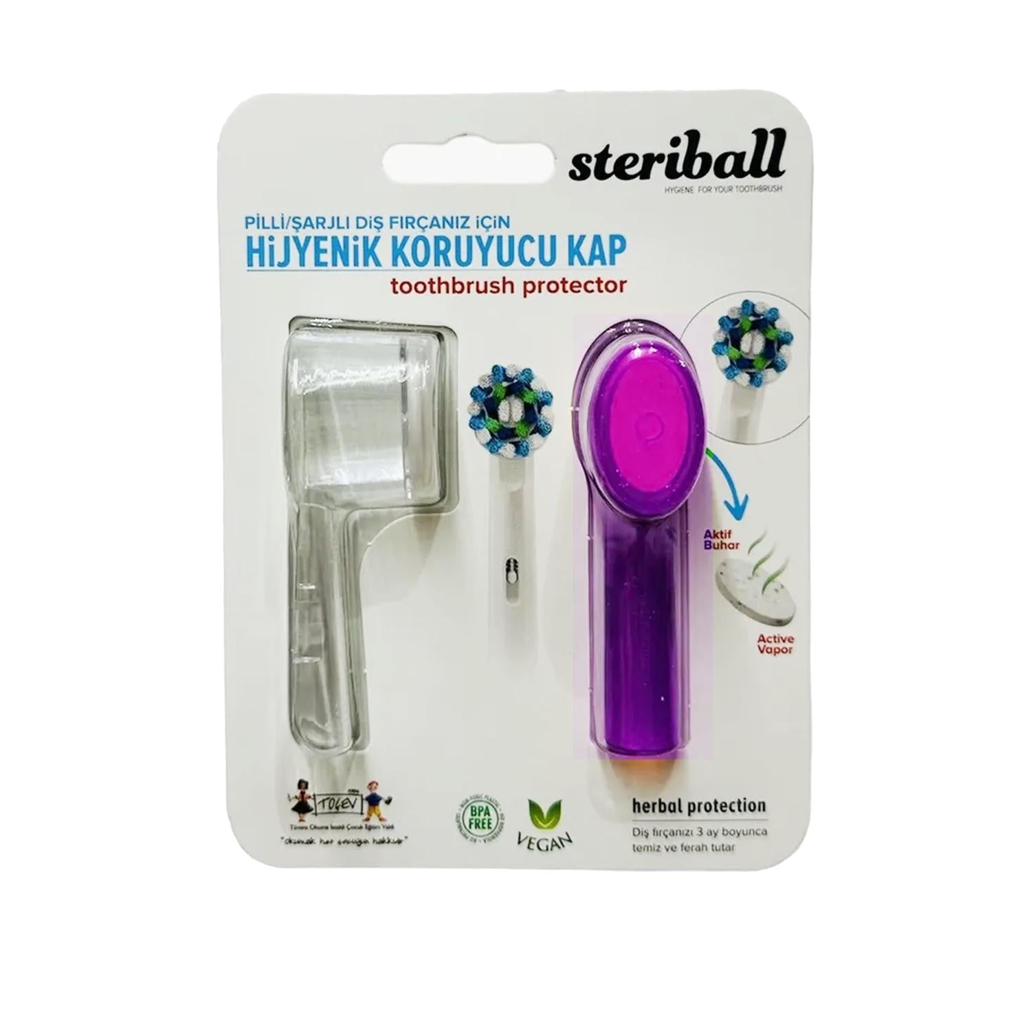 Steriball Hygienic Toothbrush Holder - Transparent &amp; Turquoise, Electric Toothbrush Storage Solution