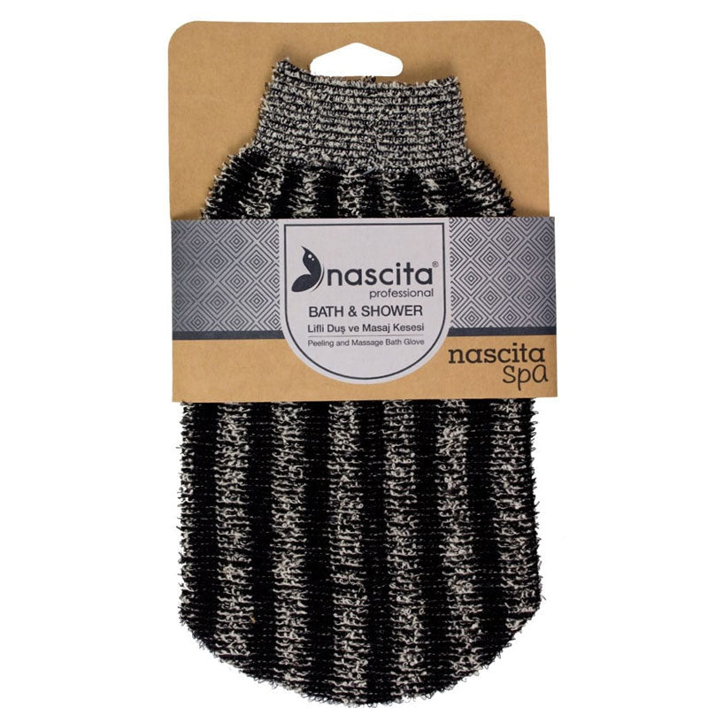 Nascita Fibered Shower and Massage Mitt Peeling Glove Black