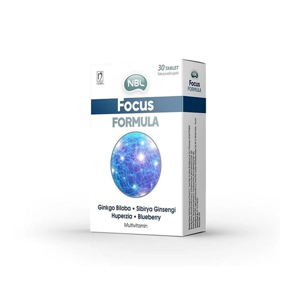 NBL Focus Formula Cognitive Support Supplement - Enhances Mental Clarity &amp; Focus with Ginkgo Biloba, Gotu Kola &amp; Siberian Ginseng - 30 Tablets
