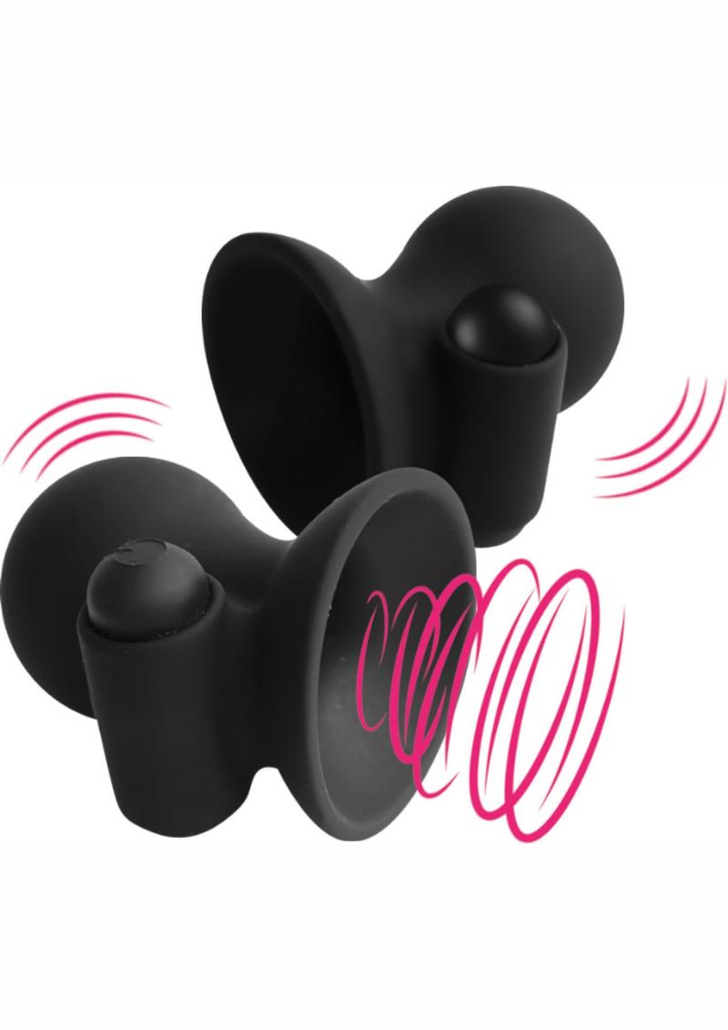 Nipplicious Premium Vibrating Suction Cups Black 2 Pcs