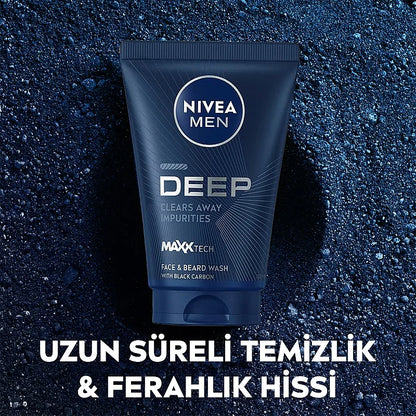 Nivea Men Deep Dimension Face &amp; Beard Wash Gel 100 ml