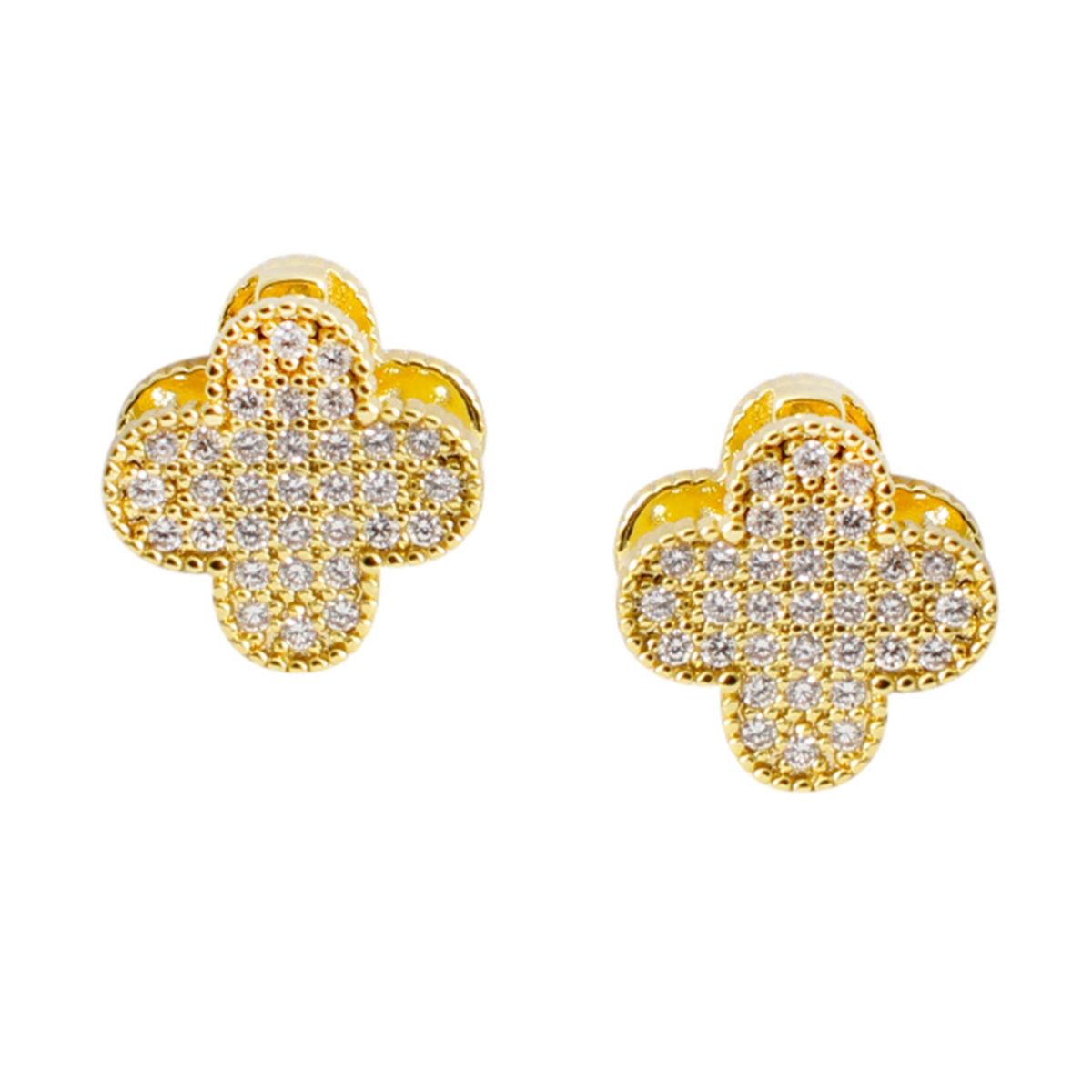 Black Clover Crystal Stud Earrings with Omega Back