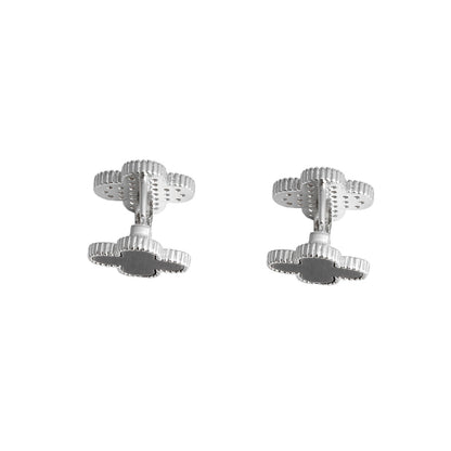 Black Clover Silver Stud Earrings with Omega Back