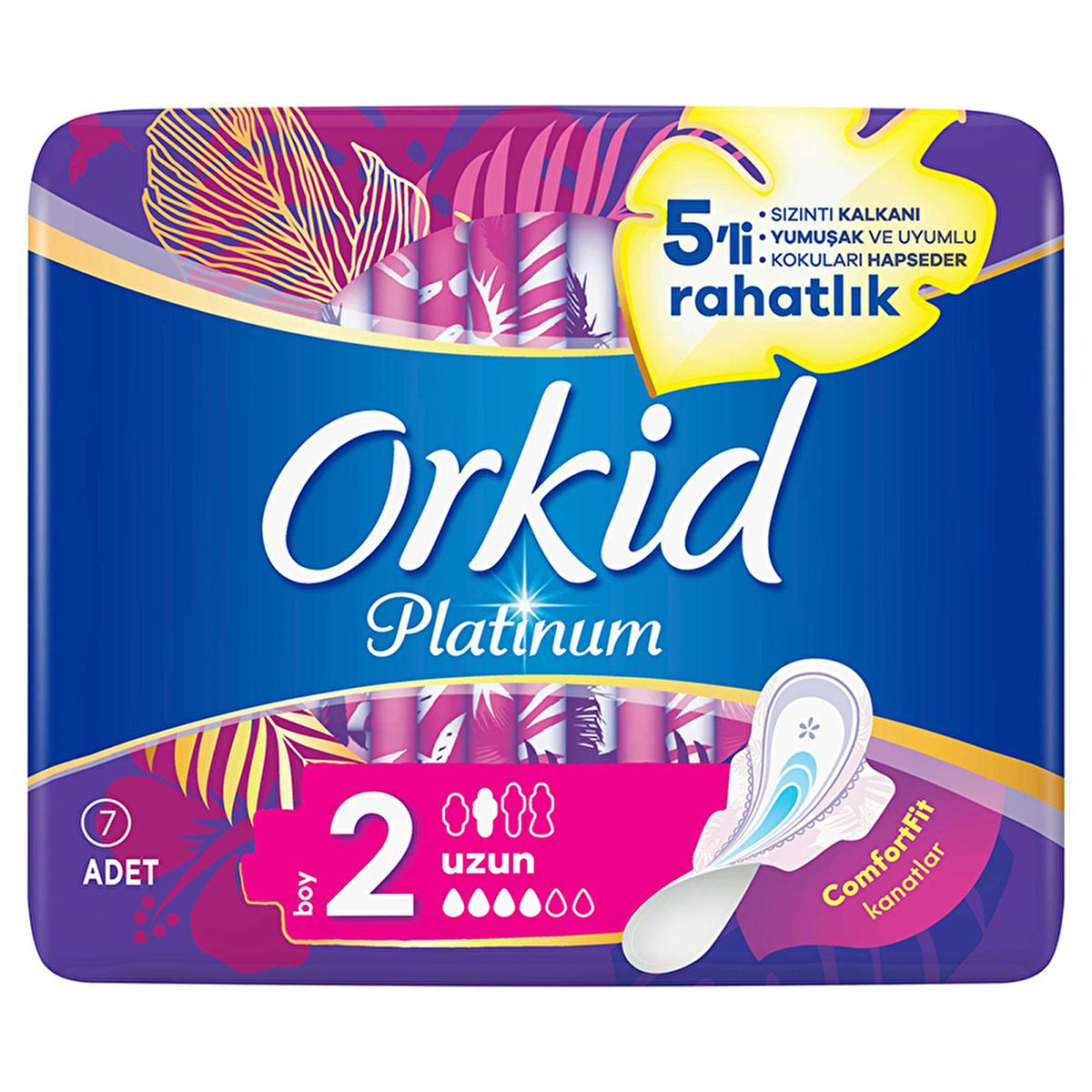 Orkid Platinum Winged Hygienic Pads for Women - Comfort &amp; Protection, 7 Count