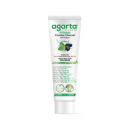 Agarta Natural Charcoal Toothpaste, Fluoride-Free, Coconut Derived - 100ml