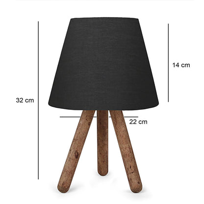 Homing Tasarım - Wooden Table Lamp with Fabric Shade, Energy-Efficient E27 Socket, Modern Home Decor