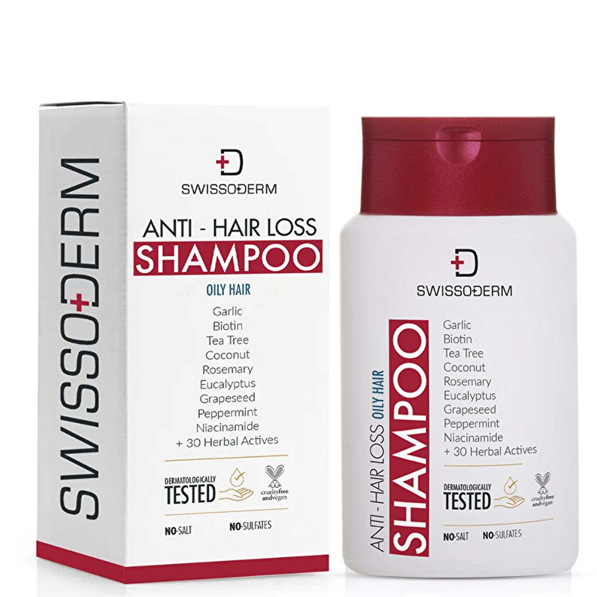Swissoderm Anti-Hair Loss Shampoo for Oily Hair: Vegan &amp; Cruelty-Free Treatment for Thinning Hair, Strengthens &amp; Revitalizes - Dermatologist Tested