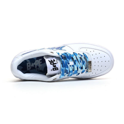 A Bathing Ape Bape Sta Low Camo White Blue Sneakers