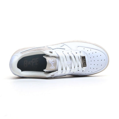 A Bathing Ape Bape Sta Low Suede Heel White