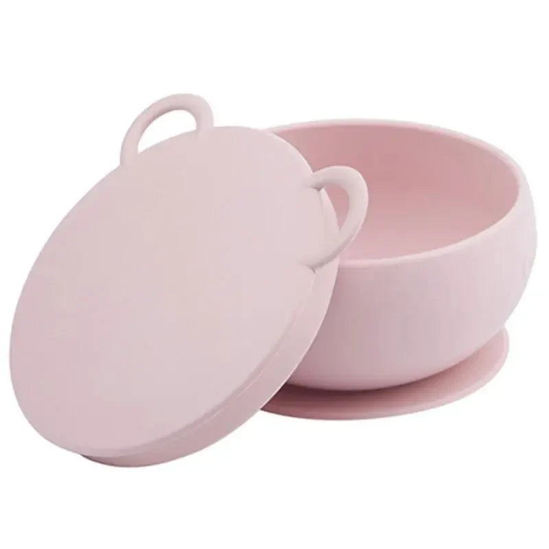 OiOi Silicone Suction Bowl with Lid in Pinky Pink, 1 Count