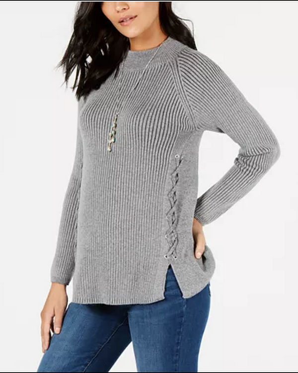 Style &amp; Co Petite Lace-up Sweater