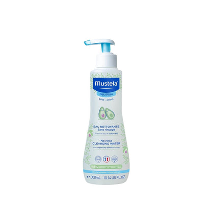 Mustela No-Rinse Baby Cleansing Water, 10.14 fl oz - Gentle, Natural, Vegan Formula for Sensitive Skin