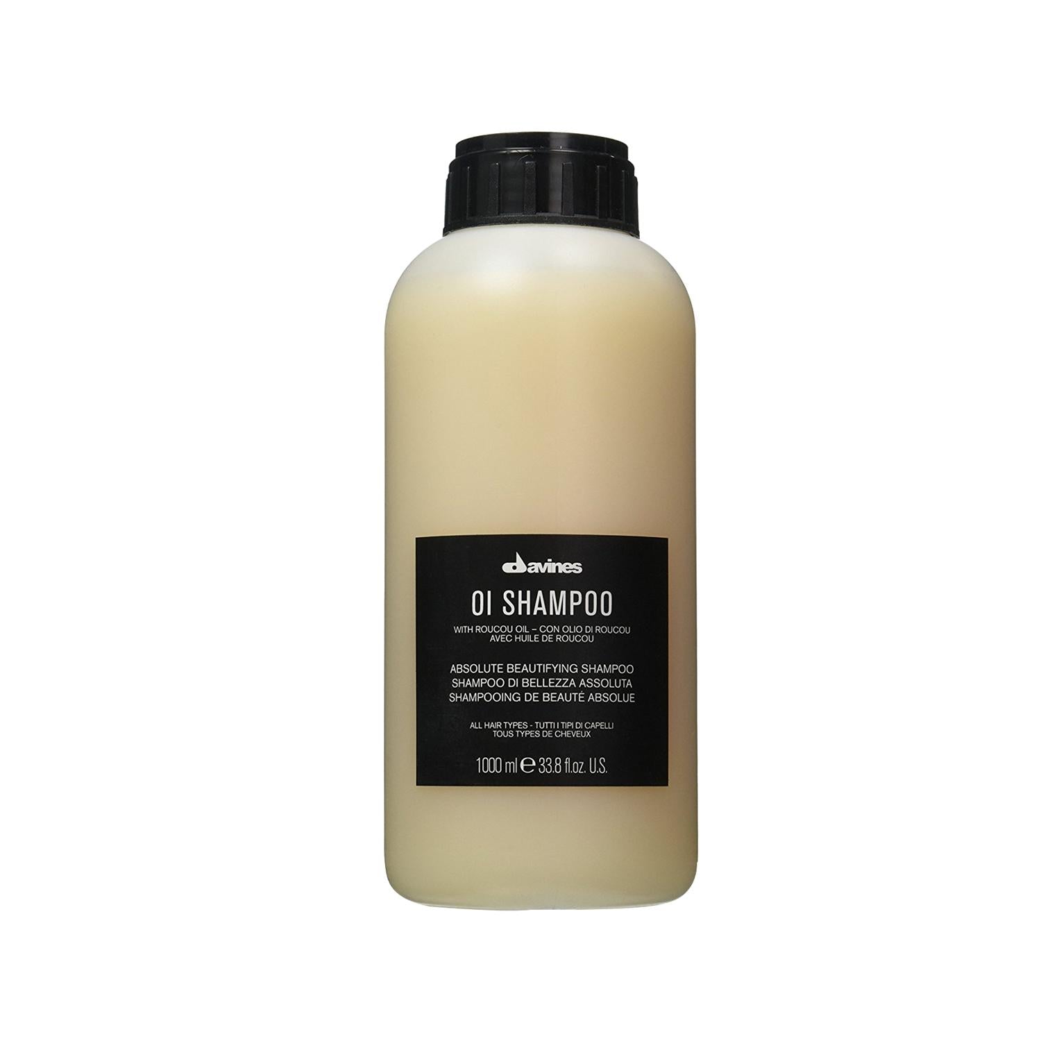 Davines OI Sulfate-Free Shampoo for All Hair Types - Gentle, Nourishing, 1000ml Large Capacity