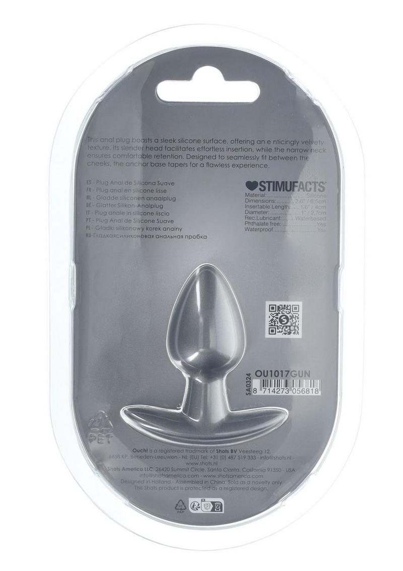 Ouch! Smooth Silicone Anal Plug - Small Gun Metal