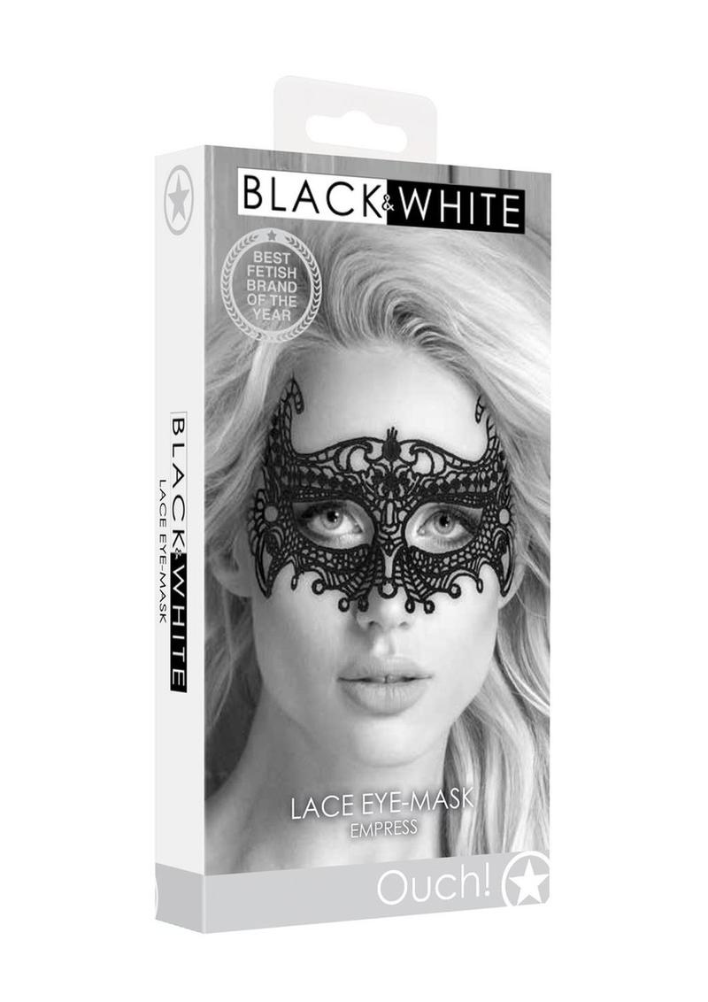 Ouch! Black And White Lace Eye Mask Empress Sexy Masquerade