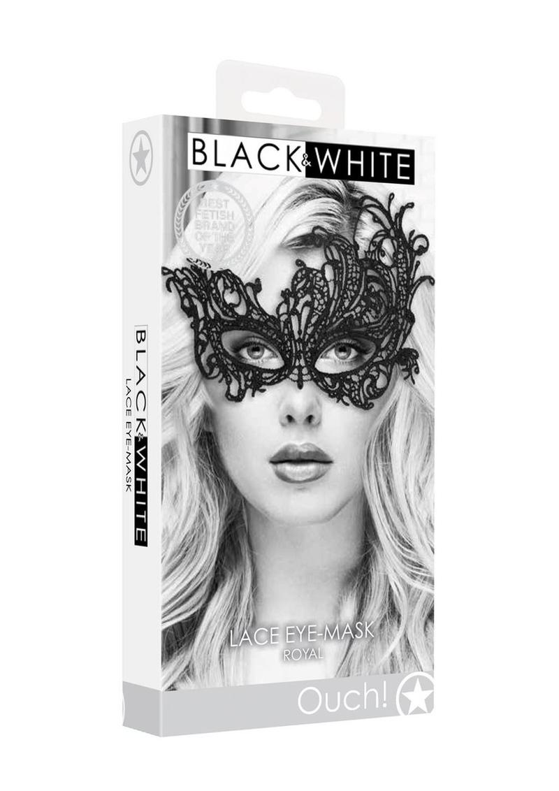 Ouch! Black And White Lace Eye Mask Royal Masquerade Accessory