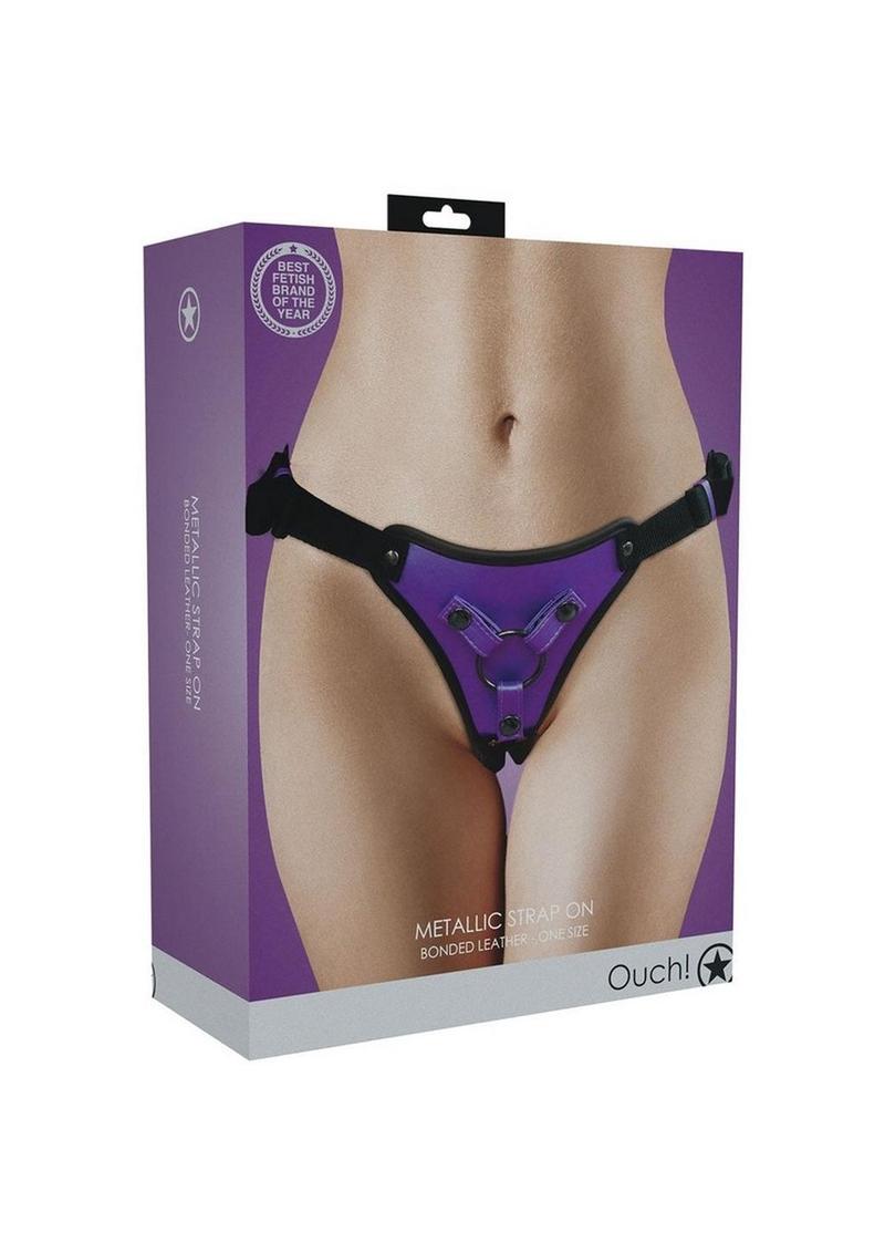 Ouch! Metallic Strap-On Harness Bonded Leather
