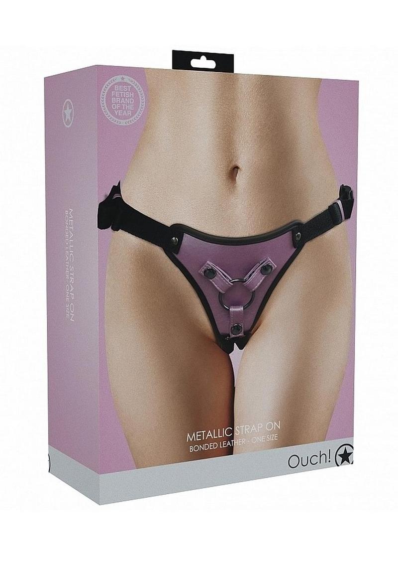 Ouch! Metallic Harness Rose Strap-On With Gold Bonded Leather