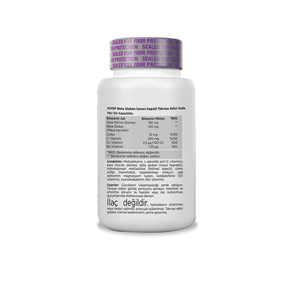 Voop Beta Glukan: Vegan Immune Support - Elderberry &amp; Vitamin C Capsules - Gluten-Free Dietary Supplement, Powerful Immune System Booster