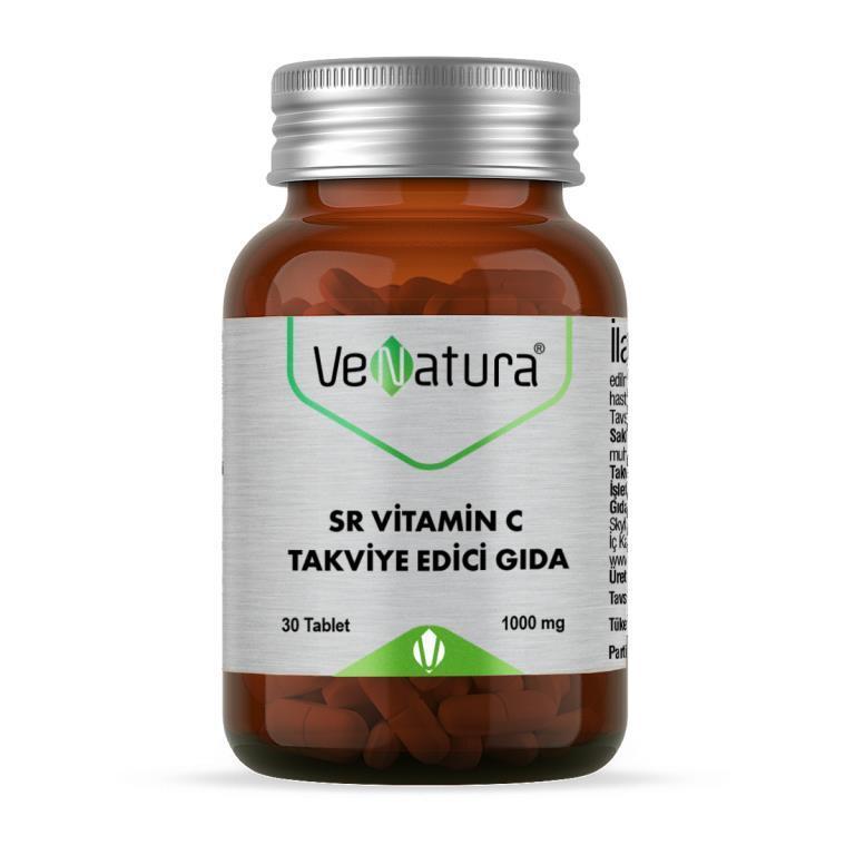 VeNatura SR Vitamin C 1000mg - Sustained Release, Vegan, Gluten-Free Immune Support Supplement, High Dose Vitamin C Tablets - 30 Count