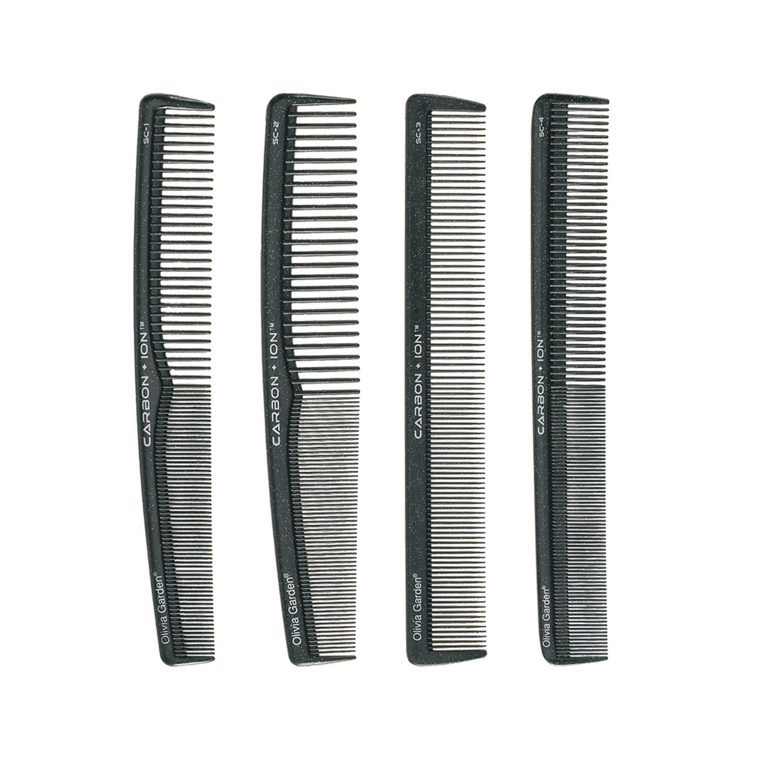 Olivia Garden Carbon + Ion SC Hair Comb Set with Pouch 4-Piece