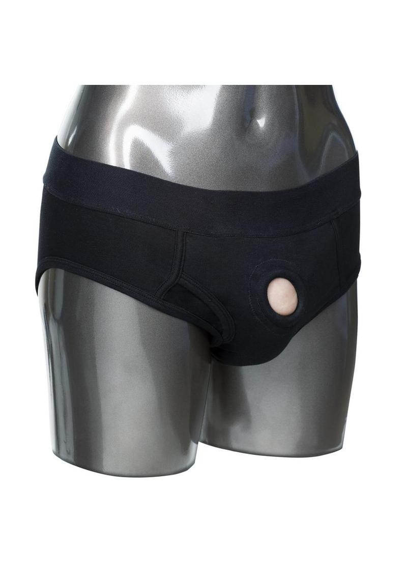 CalExotics Packer Gear Black Brief Harness Strap-On Compatible