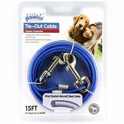 Pawise Dog Garden Tie-Out Cable Durable Outdoor Lead 15ft