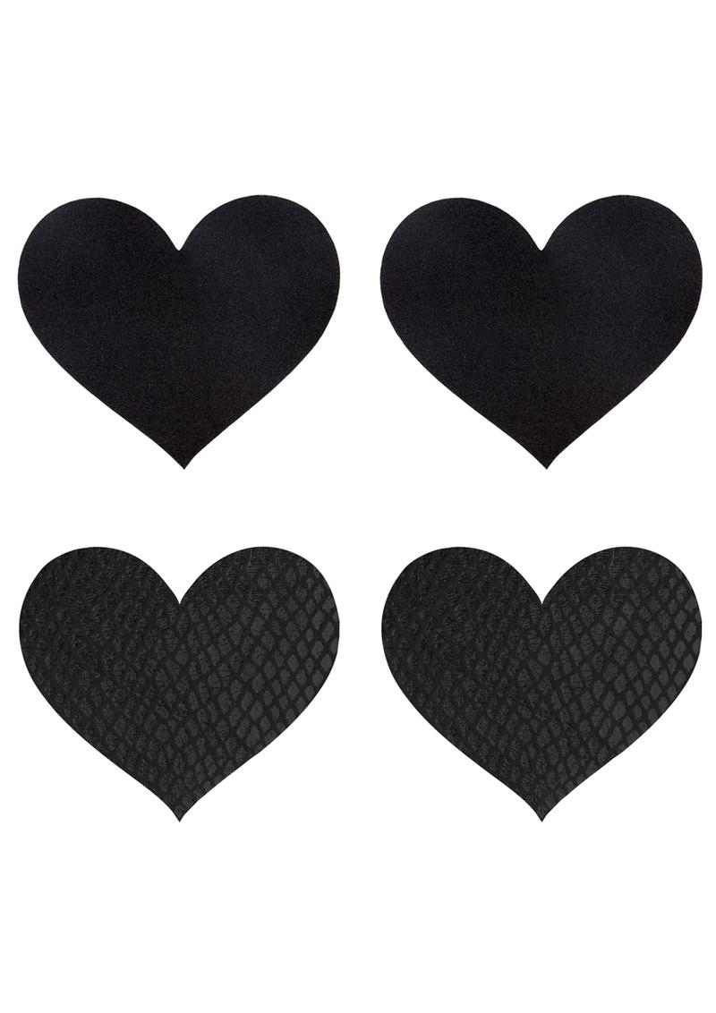 Peekaboos Classic Black Heart Pasties Self-Adhesive Nipple Covers