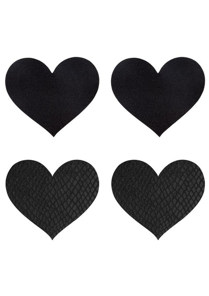 Peekaboos Classic Black Heart Pasties Self-Adhesive Nipple Covers