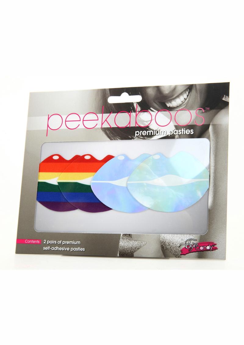 Peekaboos Pride Lips Pasties Rainbow And Iridescent Blue Covers