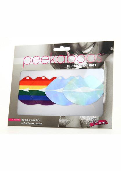 Peekaboos Pride Lips Pasties Rainbow And Iridescent Blue Covers