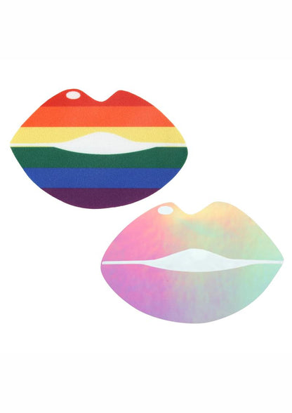 Peekaboos Pride Lips Pasties Rainbow And Iridescent Blue Covers