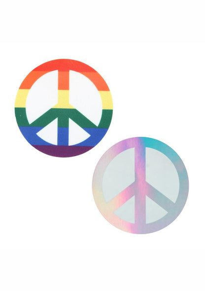 Peekaboos Pride Peace Sign Pasties Rainbow And Blue Nipple Covers