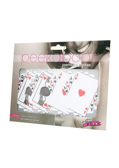 Peekaboos Premium Pasties Queens And Aces White Nipple Covers