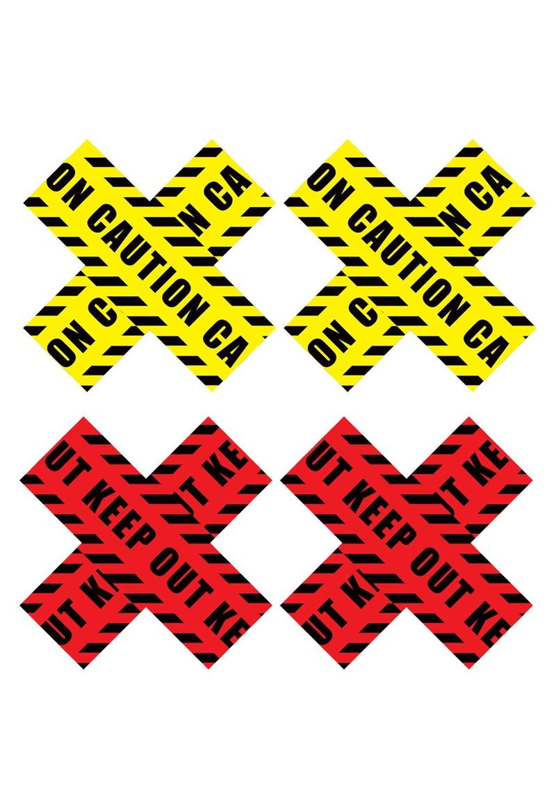 Peekaboos Premium Pasties Caution And Keep Out Nipple Covers