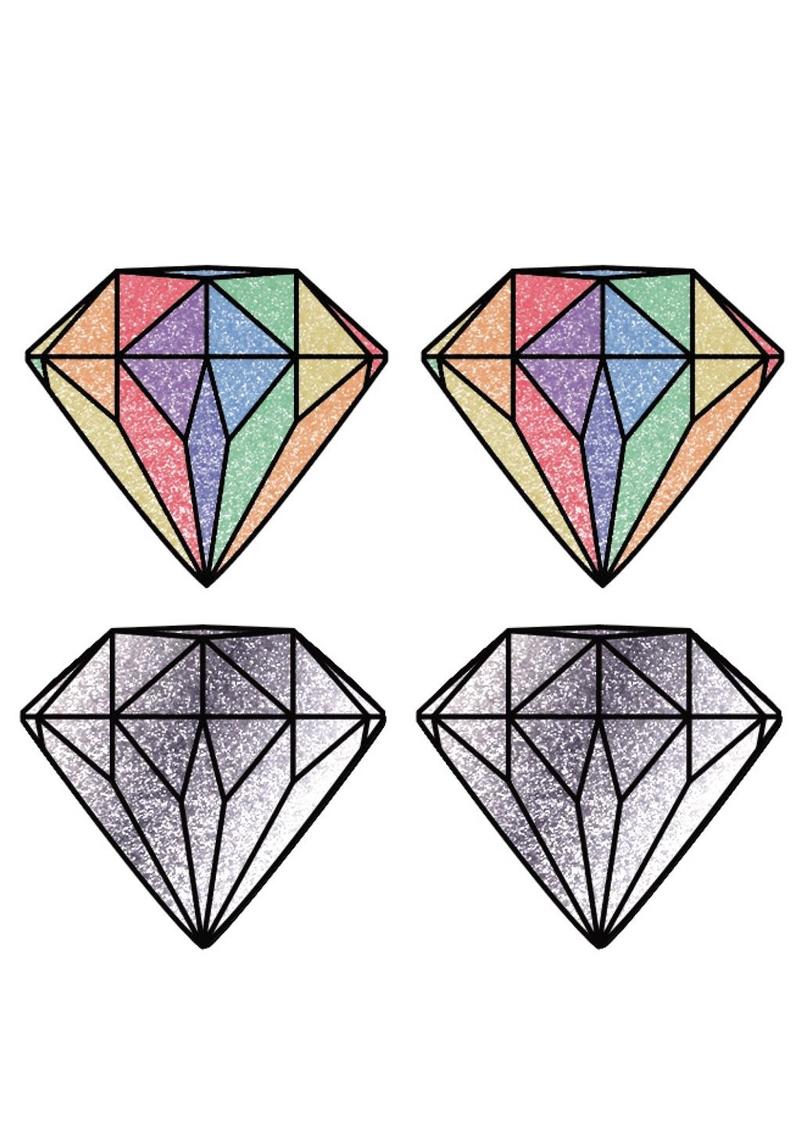 Peekaboos Premium Pasties Diamond Design Silver Glitter
