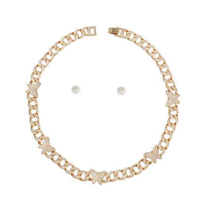 Chain Feminine Flair Iced Gold Butterfly Necklace