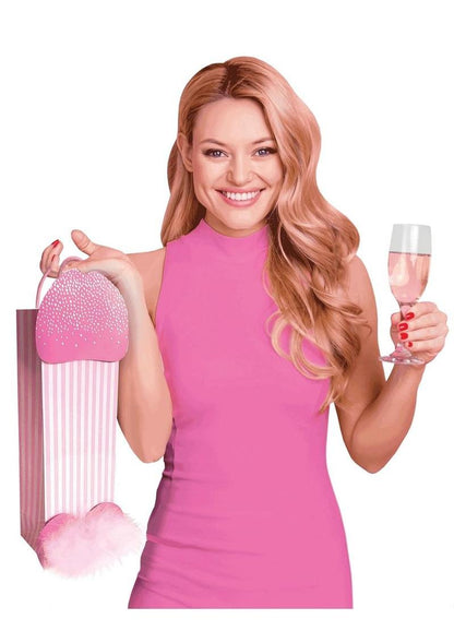 Pink Strawberry-Themed Gift Bag with Fluffy Pink Bottom