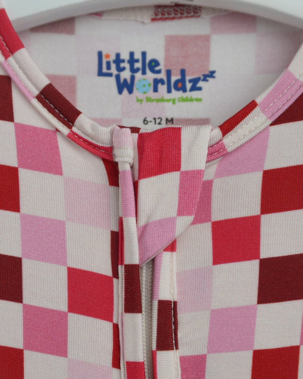 Pink Checkered Zipper Footie